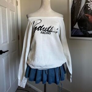 VTG 1991 Indy 500 racing Michael Andretti off the shoulder cut off sweatshirt